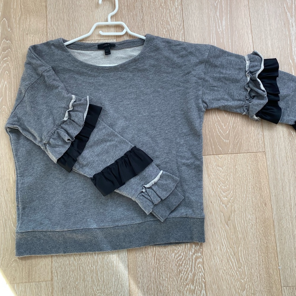 JCREW M ribbon sleeve sweatshirt - Picture 1 of 4